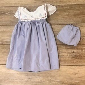 Adorable Blue and White Sailboat Dress Set